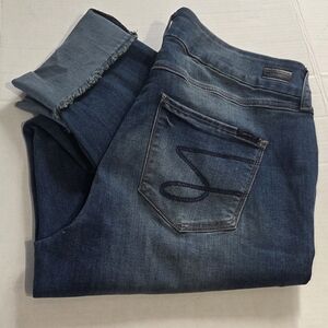 Seven7 Cuffed Tummiless Mid Rise Slim Straight 16W Jeans NEW